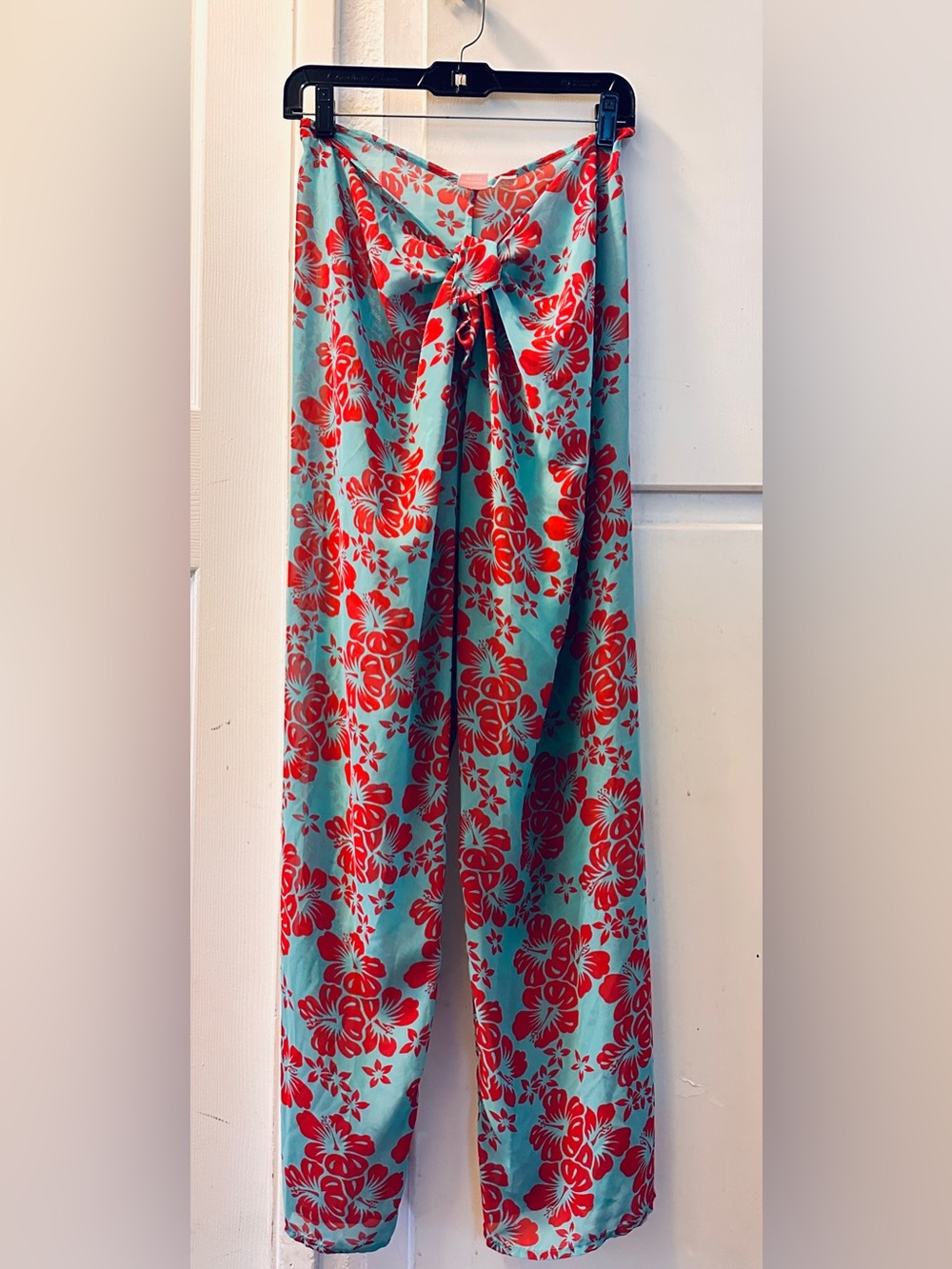 Y2K 2000’s Victorias Secret Vintage Aqua Red Hawaiian Floral Sarong Pants